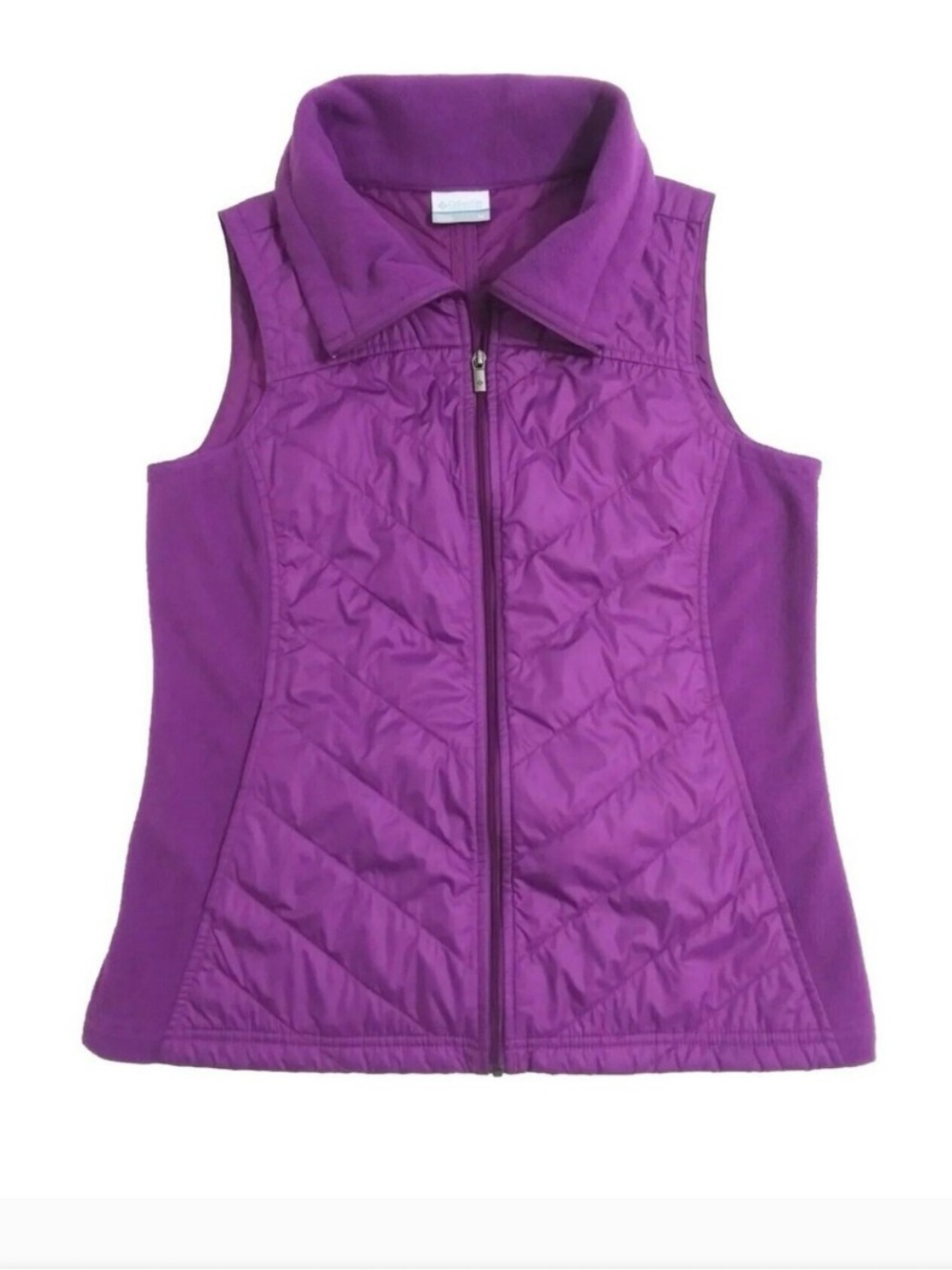 Columbia Women's Medium Mix it Around Quilted Fleece Zip Vest Jacket Purple